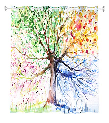 goodbath Hakenloser Duschvorhang, Baum, vier Jahreszeiten, Farbe Baum des Lebens, wasserdicht, schimmelresistent, Badezimmervorhänge, 183 x 183 cm, bunt von goodbath