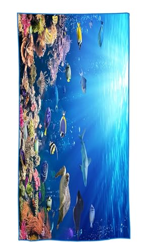 goodbath Mikrofaser-Strandtuch, schnell trocknend, übergroß, sandfrei, leicht, niedliches Badetuch, Reisen, Schwimmbad, Yoga (Blau, 150 x 75 cm) von goodbath