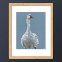 Weiß Embden Gänseliesel Vogel Kunstdruck von goodgoosegraphics