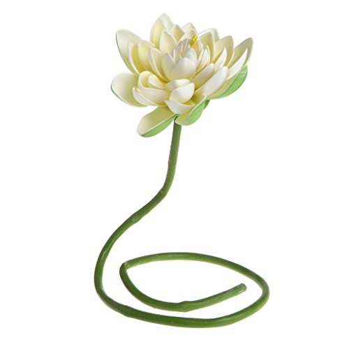 goodluxx Künstliche Kunstblume Lotus Seerose mit Stab Pflanzen Gartenteich Vase Dekor Künstliche Blume Milchweiß von goodluxx