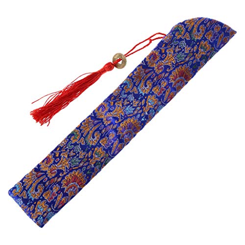 goodluxx Silk Folding Chinese Hand Fan Bag Mit Quaste Staubdichter Halter Schutzhülle Case Cover Retro Style Folding Fan Pouch Royal Blue von goodluxx