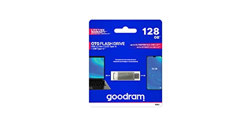 Goodram 128GB ODA3 USB-Speicherstick mit USB 3.2 Gen 1 Schnittstelle 2 x USB A und 1 x USB C Anschlüsse Lesegeschwindigkeit bis zu 60 MBs und Schreibgeschwindigkeit bis zu 20 MBs Silber 128 GB von goodram