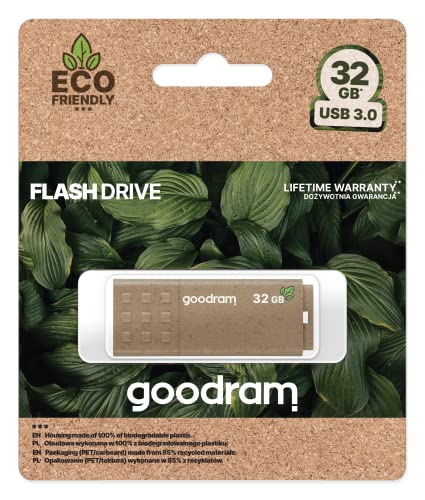 goodram USB-Speicherstick mit 32GB UME3 - Eco Frienly USB 3.0 DatenSpeicherung Pen Drive - Lesegeschwindigkeit bis zu 60 MBs - Memory Stick - USB Flash Laufwerk mit Plastikgehäuse Biologisch Abbaubar von goodram