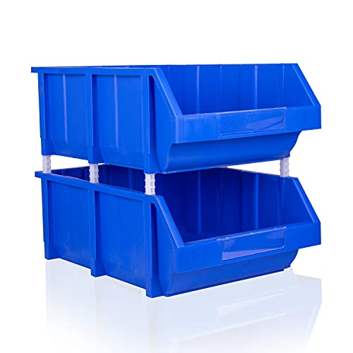 2er Set Sichtlagerkästen PK024, L60xB40xH22cm in Blau | Kunststoffboxen mit Aufhängevorrichtung | Kleinteilekasten Sichtkästen Lagersichtkästen Stapelboxen Regalboxen von goodsforbusiness GmbH