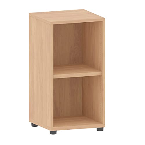 Aktenregal 2 Fächer versch. Farben | Büroregal 2 OH 40x40x77cm aus Holz | Büromöbel Ordnerregal Bücherregal Regal Homeoffice Aufbewahrungsregal | Boden höhenverstellbar | Made in Germany (Buche) von goodsforbusiness GmbH