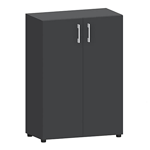 Aktenschrank 3 Fächer versch. Farben | Büroschrank 3 OH Holz | Büromöbel Ordnerschrank Archivschrank Sideboard | Abschließbar, Böden verstellbar | Made in Germany! (Anthrazit) von Eigentlich