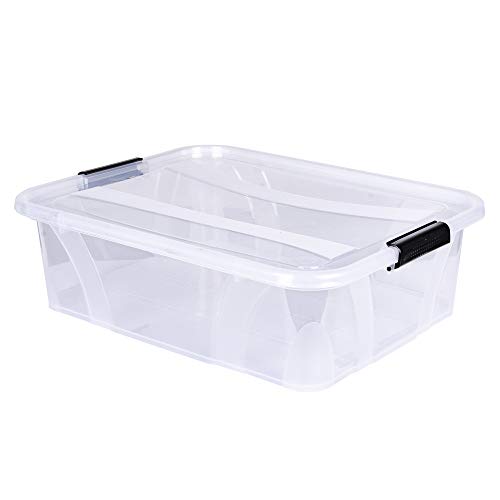 Aufbewahrungsbox + Deckel L 51 x B 38,5 x H 14,8 cm - 21 Liter transparent stapelbar | Transportbox transparent | Lebensmittelbox lebensmittelgeeignet | Kunststoffbox Lagerbox stapelbar von Aigentlich