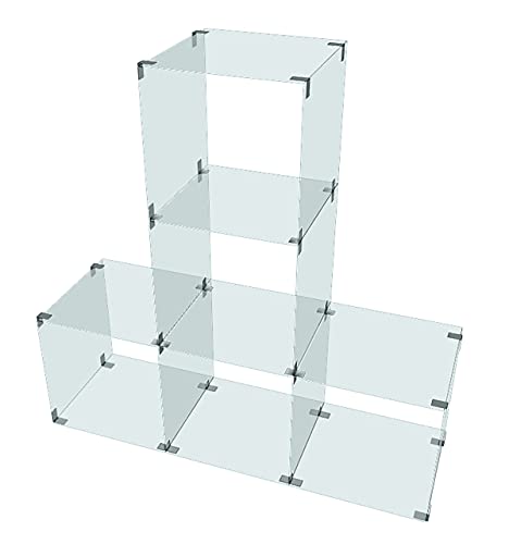 Glassteckvitrine „Podest“ Glasregal Vitrine 5 Fächer á 30x30cm o. 40x40cm Verkaufsvitrine Ausstellungsvitrine Messevitrine Verkaufsregal Fächervitrine Schaufenstervitrine Glaspodest (30 x 30 cm) von Eigentlich