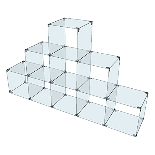 Glassteckvitrine „Pyramide“ Glasregal | Vitrine 9 Fächer Glasplatten 30x30cm o. 40x40cm normales Glas Verkaufsvitrine Pyramidenregal Ausstellungsvitrine Messevitrine Verkaufsregal Messeregal Glas von Eigentlich