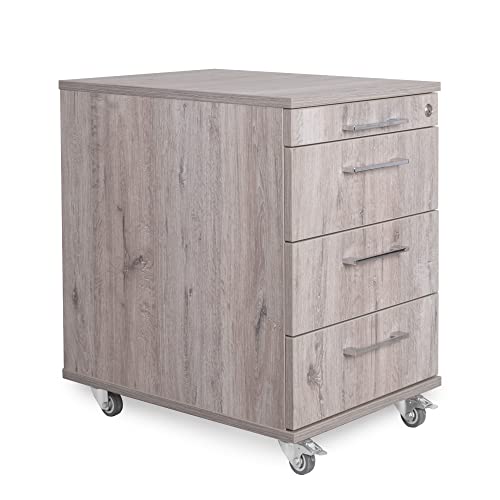 Rollcontainer 3 Schubladen + Materialauszug H 65 x B 43 x T 60 cm, Bürocontainer Holzwerkstoff in Eiche modern, Schreibtischwagen abschließbar, Schubladenschrank aus eigener Fertigung Rollcontainer 3 Schubladen + Materialauszug H 65 x B 43 x T 60 cm, Bürocontainer Holzwerkstoff in Eiche modern, Schreibtischwagen abschließbar, Schubladenschrank aus eigener Fertigung von Aigentlich