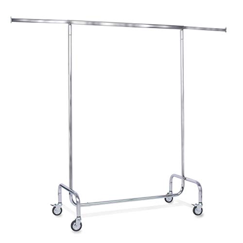 Rollständer Kleiderständer H160 x B100-180 x T54cm, 80mm Gummirollen | Garderobenständer Breite verstellbar | Profi-Textilständer Traglast bis 100 kg | Konfektionsständer Chrom für den Textil-Handel von Aigentlich