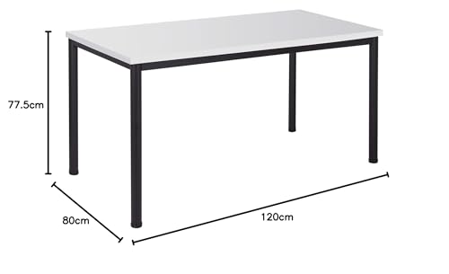 Schreibtisch u. Besprechungstisch mit schwarzem Tischgestell | Konferenztisch Bürotisch Computertisch Mehrzwecktisch Arbeitstisch PC-Tisch Homeoffice-Tisch (weiß, 120 x 80 x 77,5 cm) von goodsforbusiness GmbH