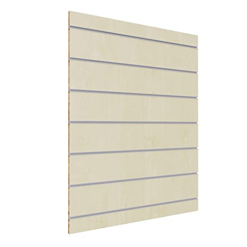 goodsforbusiness Paneelwand Sydney mit Aluminiumprofilen H110 x B85cm, Lamellenabstand 15,5cm, Verkaufswand aus Holz, stabile Lamellenwand für den Einzelhandel (Ahorn) von goodsforbusiness