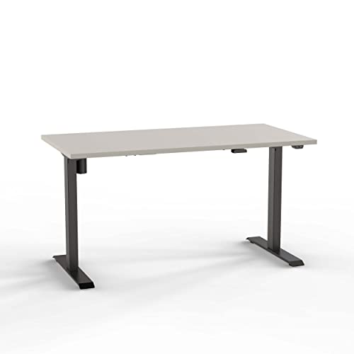 goodsforbusiness Schreibtisch elektrisch höhenverstellbar von 73,5-123,5 cm, Gestell schwarz, Kufen rechteckig, Ergonomischer Bürotisch, Steh-Sitztisch (Lichtgrau, B 100 x T 80 cm) von goodsforbusiness