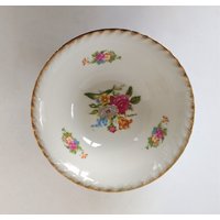 Schöne Goldgetrimmte Blumen Servierschale - Hergestellt in Japan 20 cm Rund von goodvintage