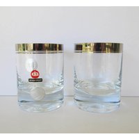 Silberrand Whiskypott Von Ingrid Hutte - Set Zwei Cocktail Rocks Gläsern von goodvintage