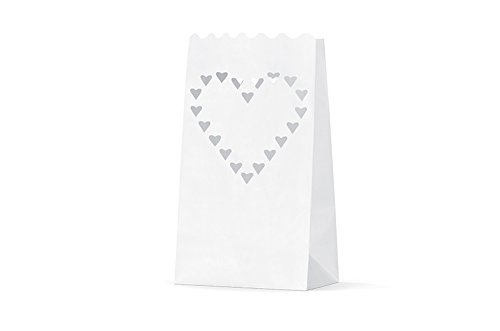 Goodymax 10 Lichttüten Herz (15 x 9 x 26 cm) Luminaria Candle Bag Lichtertüte Dekolicht Papier Laterne von Goodymax