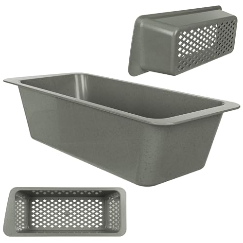 GOSPO Abtrofkorb aus Kunststoff, Siebkorb über Spüle, Abnehmbarer Ablaufkorb für Spülbecken, Multifunktionales Abtrofsieb, Obstsieb, Einsatzsieb (Grau) von gospo