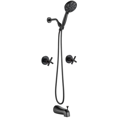 gotonovo Badewannen-Duscharmatur-Set mit 2 Griffen, Badewannen-Wasserhahn-Set mit 6 Modi, Handbrause mit Wannenauslauf, Duschkopf und Griff-Set, Duscharmatur, Wandhalterung, ölgeriebene Bronze gotonovo Badewannen-Duscharmatur-Set mit 2 Griffen, Badewannen-Wasserhahn-Set mit 6 Modi, Handbrause mit Wannenauslauf, Duschkopf und Griff-Set, Duscharmatur, Wandhalterung, ölgeriebene Bronze von gotonovo