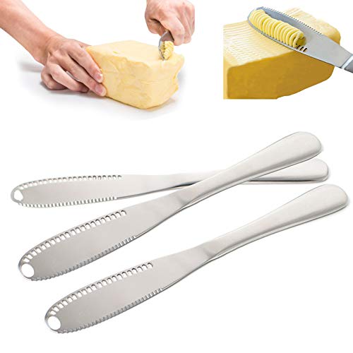 gotyou 3 in 1 Butter Knife, 3 Stück Stainless Steel Butter Spreader Knife, 3-in-1 Buttermesser aus Edelstahl, 3 in 1 Multifunction Edelstahl Buttermesser, für Gemüse, Obstkäse, Brot von gotyou