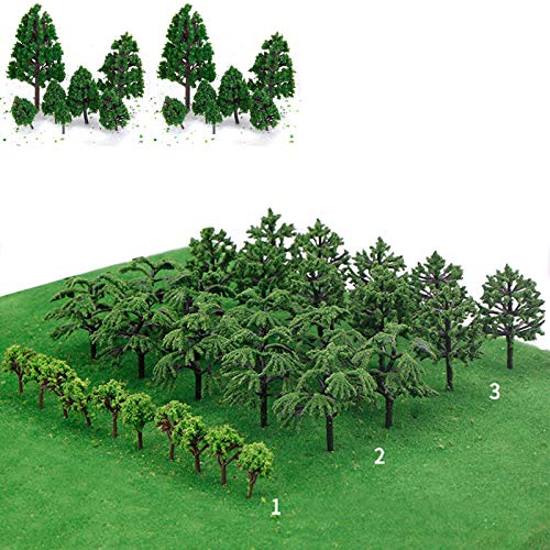 gotyou 30 Stück Gemischtes Bäume Modellbau, Modellbau Bäume, Grün Mini Baum Set Szenerie architektonische Landschaft Modell Bäume, Mixed Modell Zug Bäume, Tabletop Gelände, DIY Sand Modellbahn Bäume von gotyou
