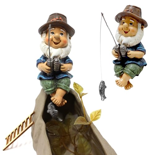 gotyou Angelnder Zwerg Figur - Gartenzwerg Deko Statue - Harz Handwerk Charakter für Garten Dekoration von gotyou