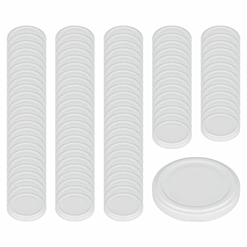 gouveo 100er Set Ersatzdeckel für Marmeladengläser - weiß - Schraubdeckel aus Metall für Sturzgläser und Einmachgläser - TO82 mm Twist-Off Deckel von gouveo