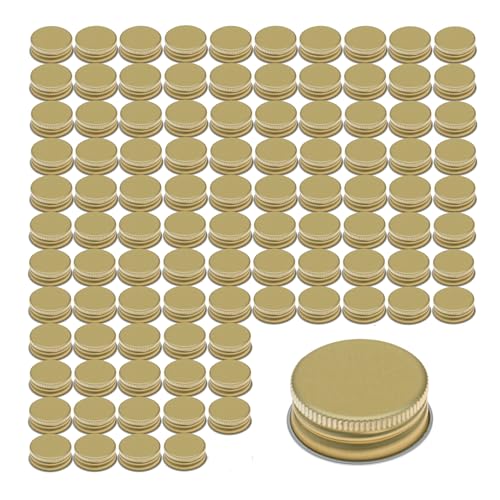 gouveo 100er Set Schraubverschluss PP24 aus Aluminium goldfarben - Hochwertiger PilferProof Flaschenverschluss mit sicherer Abdichtung - Ideal für Glasflaschen (PP24G) von gouveo