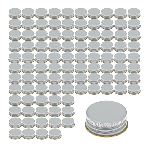 gouveo 100er Set Schraubverschluss PP24 aus Aluminium silberfarben - Hochwertiger PilferProof Flaschenverschluss mit sicherer Abdichtung - Ideal für Glasflaschen (PP24S) von gouveo