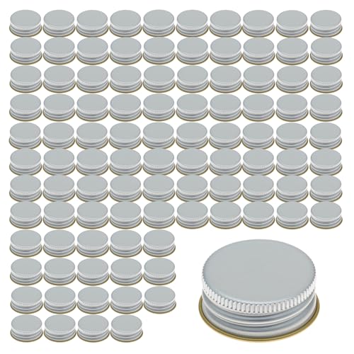 gouveo 100er Set Schraubverschluss PP28 aus Aluminium silberfarben - Hochwertiger PilferProof Flaschenverschluss mit sicherer Abdichtung - Ideal für Glasflaschen (PP28S) von gouveo