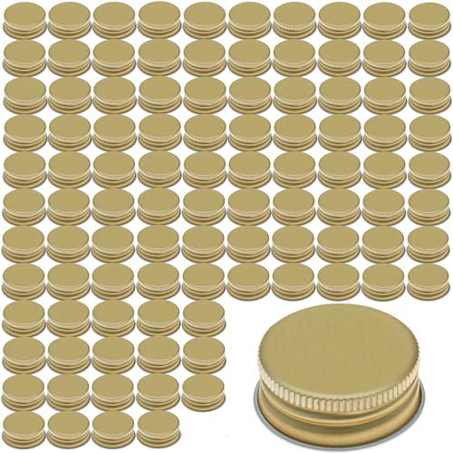 gouveo 100er Set Schraubverschluss PP31.5 aus Aluminium goldfarben - Hochwertiger PilferProof Flaschenverschluss mit sicherer Abdichtung - Ideal für Glasflaschen (PP31.5G) von gouveo