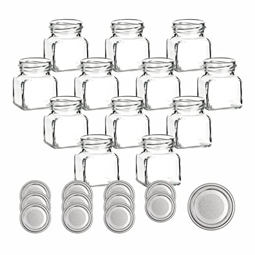 gouveo 12er Set Einmachgläser 120 ml eckig mit Drehverschluss silberfarben BlueSeal - Vorratsgläser mit Deckel - Marmeladengläser, Einkochgläser, Gewürzgläser, Einweckgläser gouveo 12er Set Einmachgläser 120 ml eckig mit Drehverschluss silberfarben BlueSeal - Vorratsgläser mit Deckel - Marmeladengläser, Einkochgläser, Gewürzgläser, Einweckgläser von gouveo