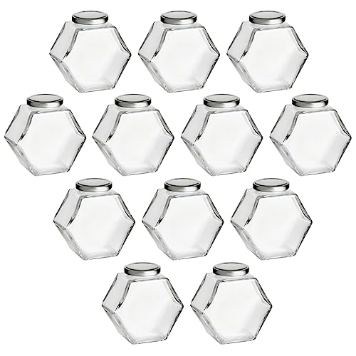 gouveo 12er Set Einmachgläser 380 ml Wabe mit Schraub-Deckel silberfarben - Schöne Vorratsgläser mit Schraubverschluß - Leere Schraubgläser für Honig, Marmelade (EGW380S) gouveo 12er Set Einmachgläser 380 ml Wabe mit Schraub-Deckel silberfarben - Schöne Vorratsgläser mit Schraubverschluß - Leere Schraubgläser für Honig, Marmelade (EGW380S) von gouveo