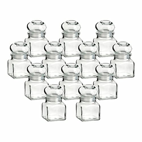 gouveo 12er Set Gewürzgläser 120 ml eckig mit Glaskorken - Kleine Korkengläser mit Glasstopfen - Leere Vorratsgläser für Kräuter, Gewürze - Kleine Glasdose von gouveo