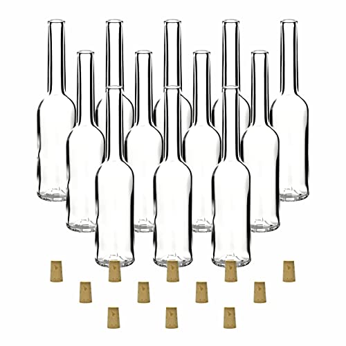 gouveo 12er Set Glasflaschen 100 ml Sinfonie mit Korken (SK) - Leere Flaschen zum Befüllen und Verschenken - Kleine runde Korkenflaschen für Likör, Öl, Essig (SIF100SK) von gouveo