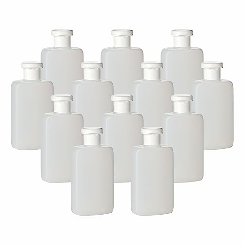 gouveo 12er Set Kunststoffflasche 200 ml mit Fliptop-Verschluss - Leere HDPE Plastikflaschen zum Nachfüllen - Quetschflasche mit Klappdeckel - Nachfüllflasche für Kosmetik, Shampoo, Lotion, Reise von gouveo