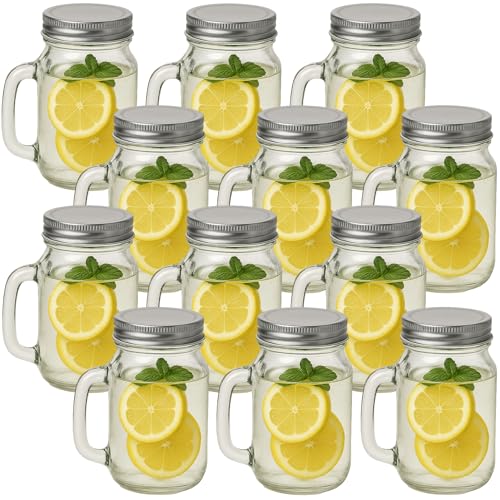gouveo 12er Set Trinkgläser 450 ml mit Deckel silberfarben - Trinkglas mit Henkel und Drehverschluss - Henkelgläser mit Deckel - Cocktail-Glas für Garten und Balkon (TGH450S) gouveo 12er Set Trinkgläser 450 ml mit Deckel silberfarben - Trinkglas mit Henkel und Drehverschluss - Henkelgläser mit Deckel - Cocktail-Glas für Garten und Balkon (TGH450S) von gouveo