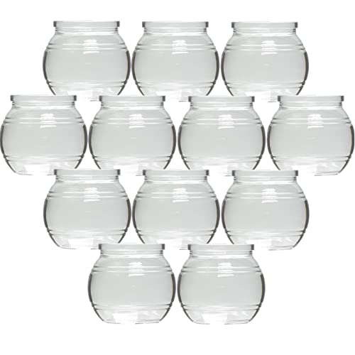 gouveo 12er Set Teelichtgläser Kugel - Teelichthalter 8 x 7 cm - Windlicht kugelförmig für Garten, Terrasse, Balkon - Kugel-Glas für Dessert - Deko Hochzeit, Geburtstag, Feier von gouveo