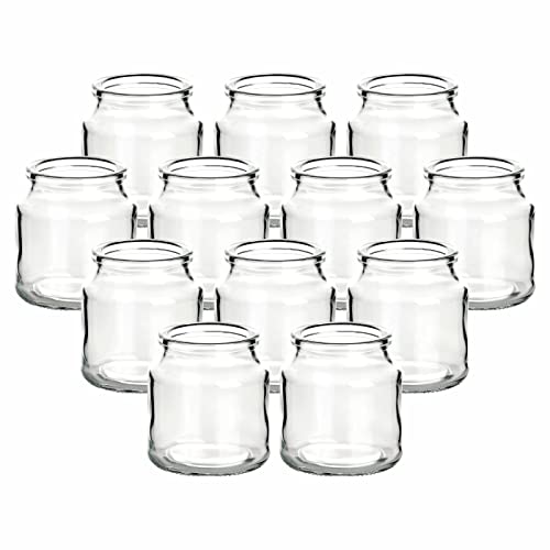 gouveo 12er Set Teelichtgläser Rondo - Teelichthalter 7 x 7,7 cm - Windlicht rund für Garten, Terrasse, Balkon - Glas 200 ml für Dessert - Deko-Glas für Hochzeit, Geburtstag, Feier von gouveo