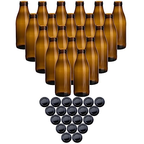 gouveo 20er Set Saftflasche 1000 ml Antik mit Schraubdeckel schwarz - Braune Glasflasche 1 Liter mit TO48 Verschluss - Leere Flasche zum Befüllen (SFA1000SZ) gouveo 20er Set Saftflasche 1000 ml Antik mit Schraubdeckel schwarz - Braune Glasflasche 1 Liter mit TO48 Verschluss - Leere Flasche zum Befüllen (SFA1000SZ) von gouveo
