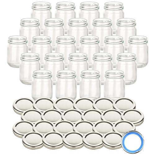 gouveo 24er Set Einmachgläser 130 ml Helix mit Schraubdeckel silberfarben BS - Kleine Vorratsgläser mit Schraubverschluß TO53 mm - Gläser für Marmelade, Honig, Gewürze, Selbstgemachtes von gouveo