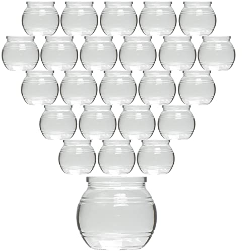 gouveo 24er Set Teelichtgläser Kugel - Teelichthalter 8 x 7 cm - Windlicht kugelförmig für Garten, Terrasse, Balkon - Kugel-Glas für Dessert - Deko Hochzeit, Geburtstag, Feier von gouveo