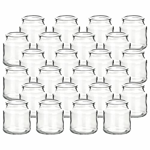 gouveo 24er Set Teelichtgläser Rondo - Teelichthalter 7 x 7,7 cm - Windlicht rund für Garten, Terrasse, Balkon - Glas 200 ml für Dessert - Deko-Glas für Hochzeit, Geburtstag, Feier von gouveo