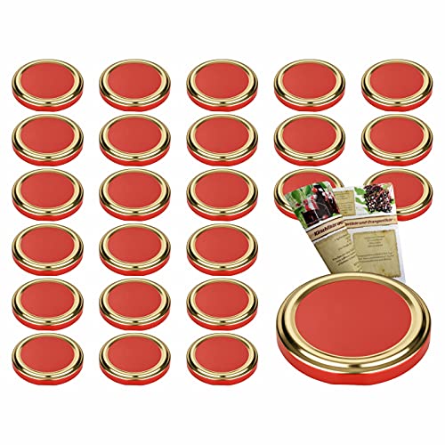 gouveo 25er Set TO 63 Ersatzdeckel Farbe Rot-Gold, Twist-Off Deckel, Schraubverschluss, Glasverschluss von gouveo