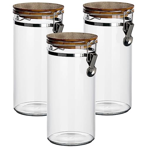 gouveo 3er Set Vorratsglas Borosilikat 1.200 ml mit Bügelverschluss - Vorratsdosen aus Borosilikatglas mit Drahtbügelverschluss - Aufbewahrungsgläser aus Borosilikatglas mit luftdichtem Deckel von gouveo