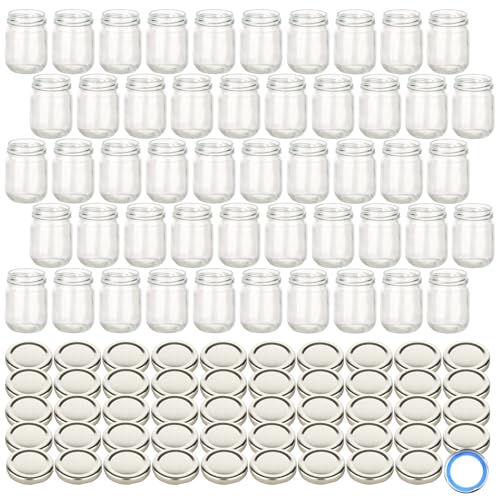 gouveo 50er Set Einmachgläser 125 ml Helix mit Schraubdeckel silberfarben BS - Kleine Vorratsgläser mit Schraubverschluß TO53 - Schraubgläser für Marmelade, Honig, Gewürze, Selbstgemachtes (HEG125SBS) von gouveo