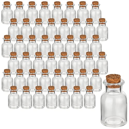 gouveo 48er Set Mini Gewürzgläser 30 ml rund mit Korken - Kleine Korkengläschen mit Korkverschluss - Leere Vorratsgläser für Kräuter, Gewürze - Runde Glasdöschen zum Dekorieren und Verschenken von gouveo