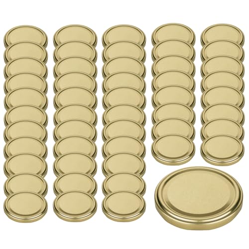 gouveo 50er Set Ersatzdeckel für Marmeladengläser - TO66 goldfarben - Schraubdeckel aus Metall für Schraubgläser und Einmachgläser - Twist-Off Deckel (TO66G) von gouveo