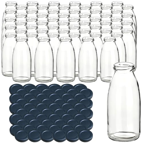 gouveo 60er Set Saftflasche 250 ml mit Schraubdeckel schwarz-matt BS - Glasflasche 0,25 l mit TO43 Verschluss - Leere Flasche für Saft, Smoothie, Limonade (SF250SZBS) von gouveo