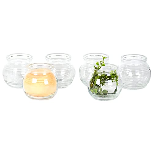 gouveo 6er Set Glasvasen in Kugel-Form - Runde Blumenvase aus Glas - Kugelförmige Deko-Vase für Zuhause, Hochzeit, Geburtstag, Fest von gouveo